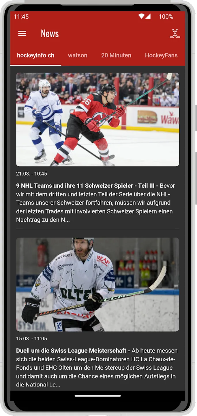 HockeyInfo: screenshot