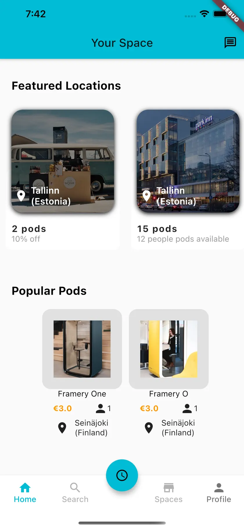 YourSpace app: featured locations